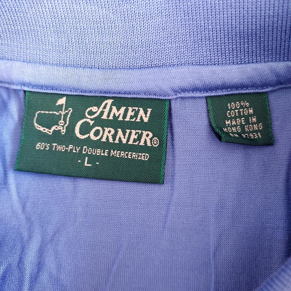 Vtg Masters Amen Corner 80s Polo  Shirt Men Large Blue Cotton Golf Hong Kong NOS - Picture 8 of 13
